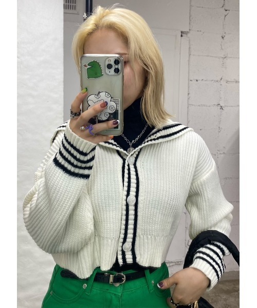 WC（ダブル シー）の「セーラーニットカーディガン（カーディガン/ボレロ・レディース・ネイビー/アイボリー/グリーン・FREE）」の18枚目の写真