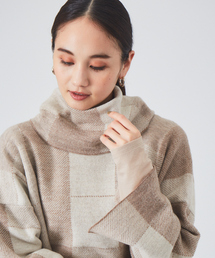 qualite | チェックジャガードショートニット◇セットアップ対応※スヌード付き(ニット/セーター)