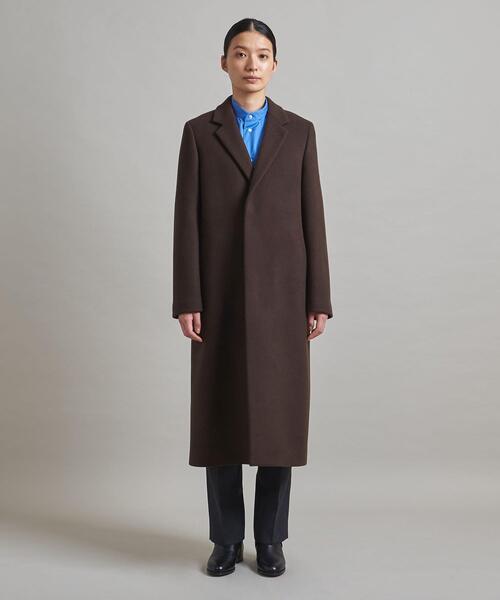 LOEFF（ロエフ）の「＜LOEFF（ロエフ）＞メルトン チェスターコート◆（チェスターコート・レディース・ダークブラウン/ネイビー・1/0）」の4枚目の写真