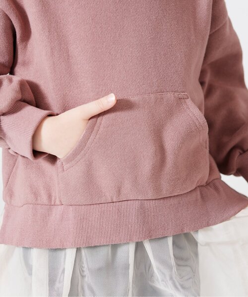 BREEZE（ブリーズ）の「裏起毛あったか裾チュールパーカー（パーカー・キッズ・チャコール/サックスブルー/ピンク/イエロー・100/130/120/80/90/140/110）」の9枚目の写真