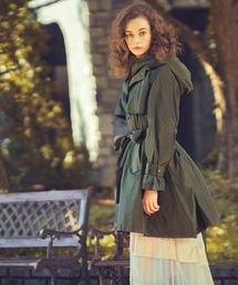 2way | 2in1 ライトタフタコート&パデットコート | レディース アウター 羽織 体型カバー 保温 暖かい 軽量 リボン ライトアウター トレンチコート インナー