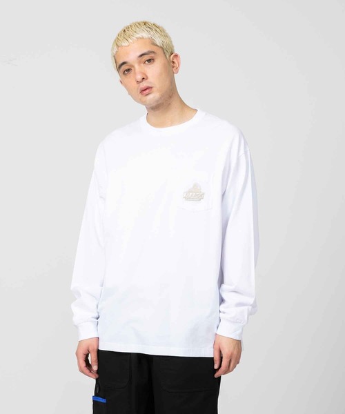 XLARGE（エクストララージ）の「EMBROIDERY SLANTED OG L/S POCKET TEE（Tシャツ/カットソー・メンズ・パープル/グリーン/ブルー/ブラック/ホワイト・S/L/M/XL）」の2枚目の写真