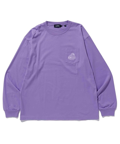 XLARGE（エクストララージ）の「EMBROIDERY SLANTED OG L/S POCKET TEE（Tシャツ/カットソー・メンズ・パープル/グリーン/ブルー/ブラック/ホワイト・S/L/M/XL）」の17枚目の写真