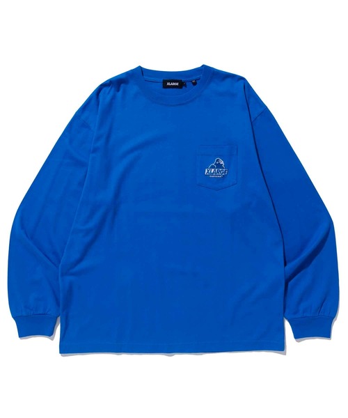 XLARGE（エクストララージ）の「EMBROIDERY SLANTED OG L/S POCKET TEE（Tシャツ/カットソー・メンズ・パープル/グリーン/ブルー/ブラック/ホワイト・S/L/M/XL）」の21枚目の写真