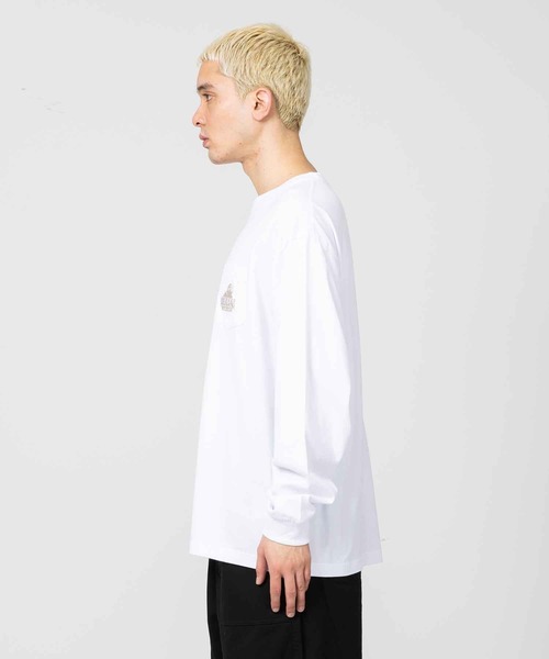 XLARGE（エクストララージ）の「EMBROIDERY SLANTED OG L/S POCKET TEE（Tシャツ/カットソー・メンズ・パープル/グリーン/ブルー/ブラック/ホワイト・S/L/M/XL）」の7枚目の写真
