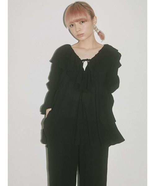 merry jenny（メリージェニー）の「cottonリラクシーフリルブラウス（シャツ/ブラウス・レディース・オフホワイト/ブラウン/ブラック・FREE）」の3枚目の写真