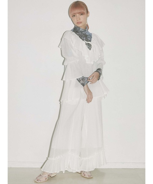 merry jenny（メリージェニー）の「cottonリラクシーフリルブラウス（シャツ/ブラウス・レディース・オフホワイト/ブラウン/ブラック・FREE）」の4枚目の写真