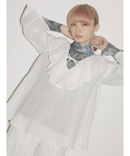 merry jenny（メリージェニー）の「cottonリラクシーフリルブラウス（シャツ/ブラウス・レディース・オフホワイト/ブラウン/ブラック・FREE）」の5枚目の写真