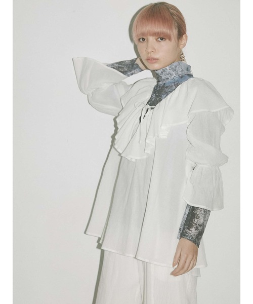 merry jenny（メリージェニー）の「cottonリラクシーフリルブラウス（シャツ/ブラウス・レディース・オフホワイト/ブラウン/ブラック・FREE）」の9枚目の写真