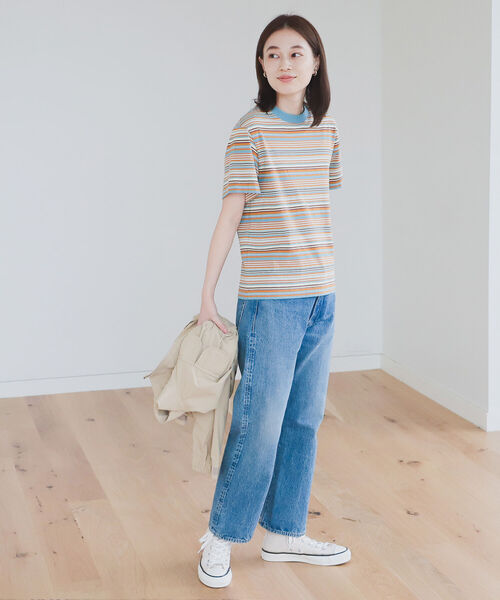 BEAMS BOY（ビームスボーイ）の「BEAMS BOY / ボーイ マルチボーダー クルーネック ショートスリーブ Tシャツ（Tシャツ/カットソー・レディース・ダークグリーン/オレンジ/ライトグリーン・FREE）」の22枚目の写真