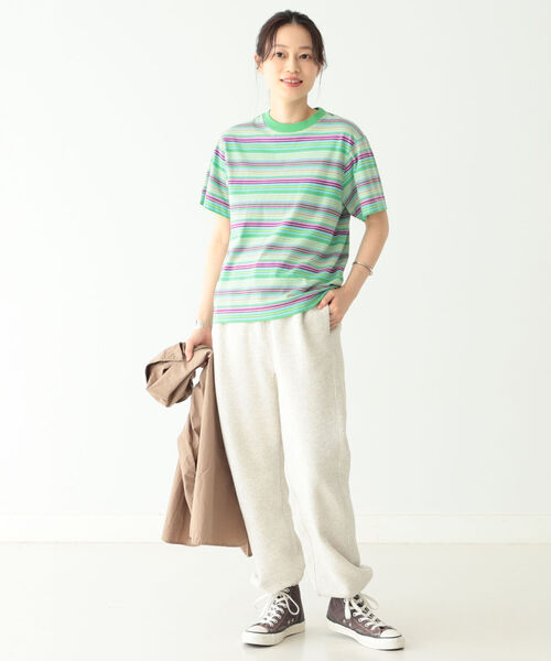 BEAMS BOY（ビームスボーイ）の「BEAMS BOY / ボーイ マルチボーダー クルーネック ショートスリーブ Tシャツ（Tシャツ/カットソー・レディース・ダークグリーン/オレンジ/ライトグリーン・FREE）」の11枚目の写真