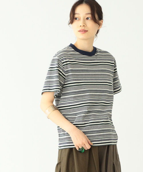 BEAMS BOY（ビームスボーイ）の「BEAMS BOY / ボーイ マルチボーダー クルーネック ショートスリーブ Tシャツ（Tシャツ/カットソー・レディース・ダークグリーン/オレンジ/ライトグリーン・FREE）」の17枚目の写真