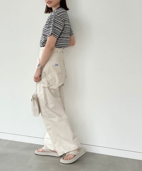 BEAMS BOY（ビームスボーイ）の「BEAMS BOY / ボーイ マルチボーダー クルーネック ショートスリーブ Tシャツ（Tシャツ/カットソー・レディース・ダークグリーン/オレンジ/ライトグリーン・FREE）」の4枚目の写真