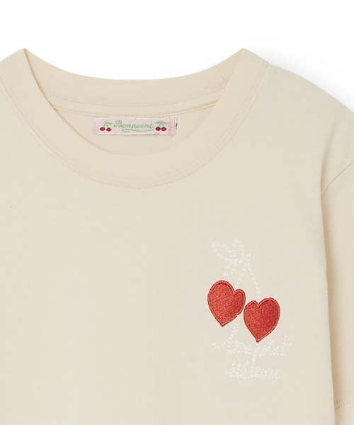 ボンポワン♡Bonpoint♡ブランドロゴ♡チェリー刺繍♡半袖Tシャツ❤︎ホワイト Bonpoint チェリーエンブロイダリー Tシャツ | ホワイト