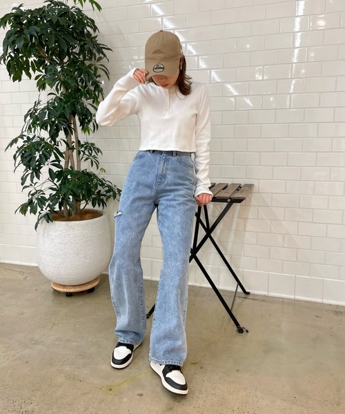 WHO'S WHO gallery（フーズフーギャラリー）の「ヘンリーネックショートトップス（Tシャツ/カットソー・レディース・ブラック/オートミール/オフホワイト/パープル/ブラック系その他/オレンジ/トップグレー・FREE）」の13枚目の写真