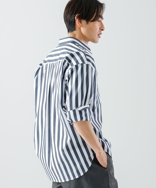 URBAN RESEARCH ROSSO MEN（アーバンリサーチロッソメン）の「『XLサイズあり』リラックスビッグストライプシャツ（シャツ/ブラウス・メンズ・ブルー/ネイビー・MEDIUM/LARGE/SMALL/X-LARGE）」の7枚目の写真