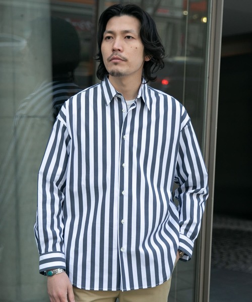URBAN RESEARCH ROSSO MEN（アーバンリサーチロッソメン）の「『XLサイズあり』リラックスビッグストライプシャツ（シャツ/ブラウス・メンズ・ブルー/ネイビー・MEDIUM/LARGE/SMALL/X-LARGE）」の14枚目の写真