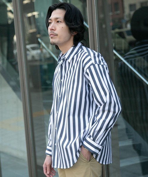 URBAN RESEARCH ROSSO MEN（アーバンリサーチロッソメン）の「『XLサイズあり』リラックスビッグストライプシャツ（シャツ/ブラウス・メンズ・ブルー/ネイビー・MEDIUM/LARGE/SMALL/X-LARGE）」の15枚目の写真