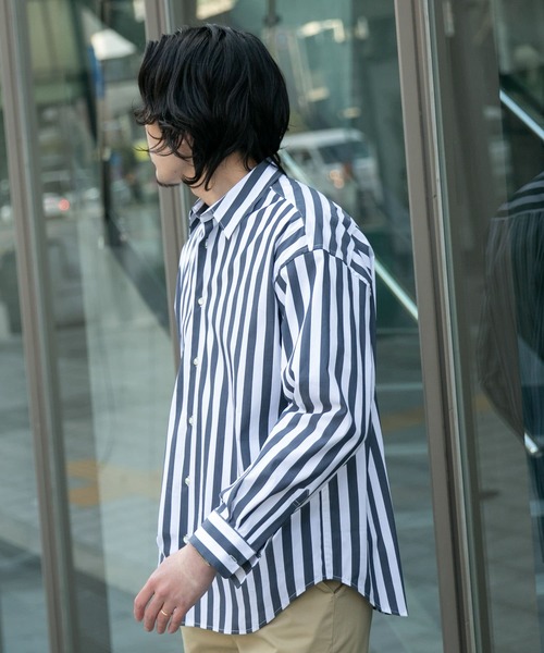 URBAN RESEARCH ROSSO MEN（アーバンリサーチロッソメン）の「『XLサイズあり』リラックスビッグストライプシャツ（シャツ/ブラウス・メンズ・ブルー/ネイビー・MEDIUM/LARGE/SMALL/X-LARGE）」の16枚目の写真