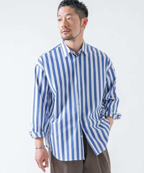 URBAN RESEARCH ROSSO MEN（アーバンリサーチロッソメン）の「『XLサイズあり』リラックスビッグストライプシャツ（シャツ/ブラウス・メンズ・ブルー/ネイビー・MEDIUM/LARGE/SMALL/X-LARGE）」の21枚目の写真
