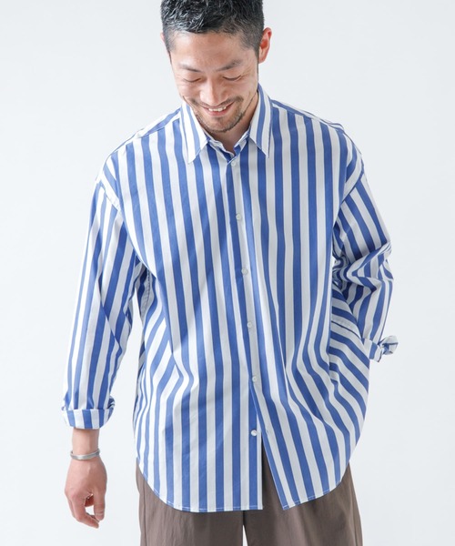 URBAN RESEARCH ROSSO MEN（アーバンリサーチロッソメン）の「『XLサイズあり』リラックスビッグストライプシャツ（シャツ/ブラウス・メンズ・ブルー/ネイビー・MEDIUM/LARGE/SMALL/X-LARGE）」の22枚目の写真