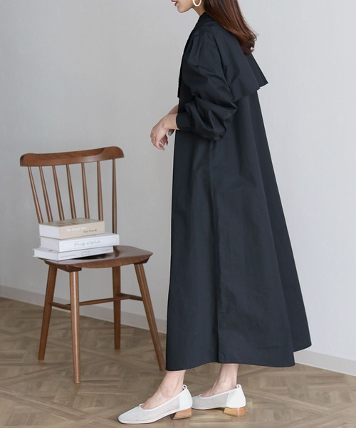 HER CLOSET（ハークローゼット）の「【shemoshelly】キルティングヨークシャツワンピース（シャツワンピース・レディース・ブラック/オフホワイト/ライトベージュ・M）」の5枚目の写真