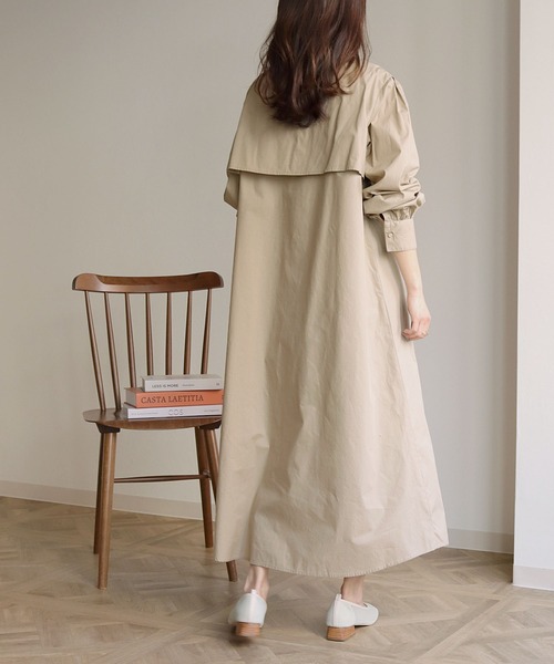 HER CLOSET（ハークローゼット）の「【shemoshelly】キルティングヨークシャツワンピース（シャツワンピース・レディース・ブラック/オフホワイト/ライトベージュ・M）」の6枚目の写真