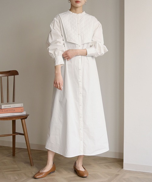 HER CLOSET（ハークローゼット）の「【shemoshelly】キルティングヨークシャツワンピース（シャツワンピース・レディース・ブラック/オフホワイト/ライトベージュ・M）」の22枚目の写真