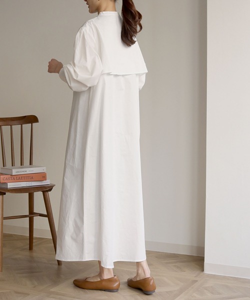 HER CLOSET（ハークローゼット）の「【shemoshelly】キルティングヨークシャツワンピース（シャツワンピース・レディース・ブラック/オフホワイト/ライトベージュ・M）」の4枚目の写真