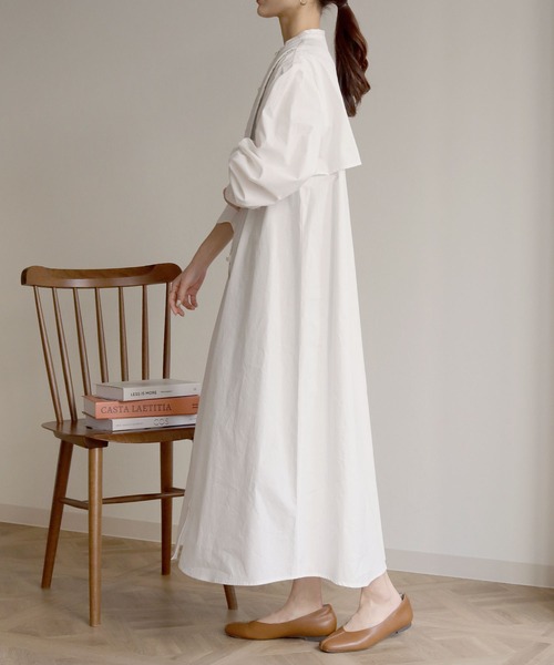 HER CLOSET（ハークローゼット）の「【shemoshelly】キルティングヨークシャツワンピース（シャツワンピース・レディース・ブラック/オフホワイト/ライトベージュ・M）」の16枚目の写真