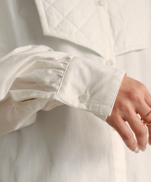 HER CLOSET（ハークローゼット）の「【shemoshelly】キルティングヨークシャツワンピース（シャツワンピース・レディース・ブラック/オフホワイト/ライトベージュ・M）」の18枚目の写真