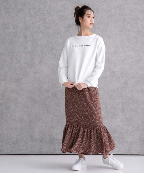 fifth(フィフス)の「刺繍ロゴロンT(Tシャツ/カットソー・レディース・ホワイト/ラベンダー・M)」の3枚目の写真