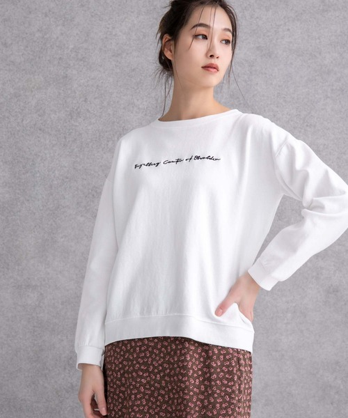 fifth(フィフス)の「刺繍ロゴロンT(Tシャツ/カットソー・レディース・ホワイト/ラベンダー・M)」の6枚目の写真