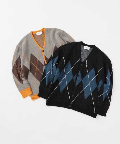 B.C STOCK(ベーセーストック)の「オーバーサイズ 総柄ジャガードジオメカーディガン(カーディガン/ボレロ・メンズ・ブラック/グレー・MEDIUM/LARGE)」の3枚目の写真