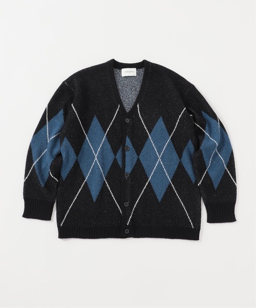 B.C STOCK(ベーセーストック)の「オーバーサイズ 総柄ジャガードジオメカーディガン(カーディガン/ボレロ・メンズ・ブラック/グレー・MEDIUM/LARGE)」の4枚目の写真