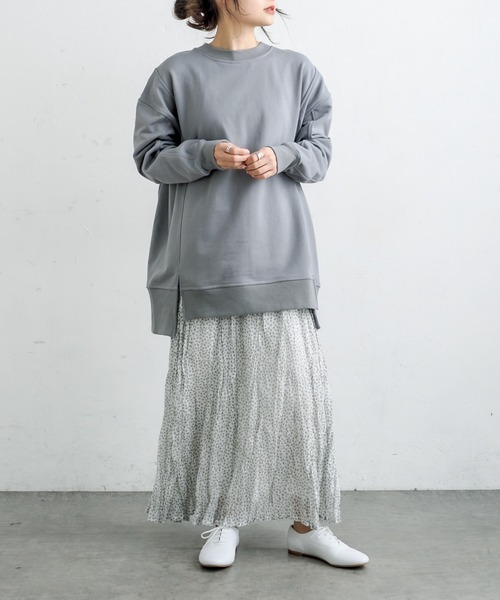 PUAL CE CIN（ピュアルセシン）の「クリンクル加工小花柄スカート（スカート・レディース・ホワイト/ブラック・FREE）」の7枚目の写真