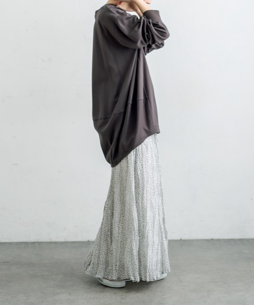 PUAL CE CIN（ピュアルセシン）の「クリンクル加工小花柄スカート（スカート・レディース・ホワイト/ブラック・FREE）」の8枚目の写真