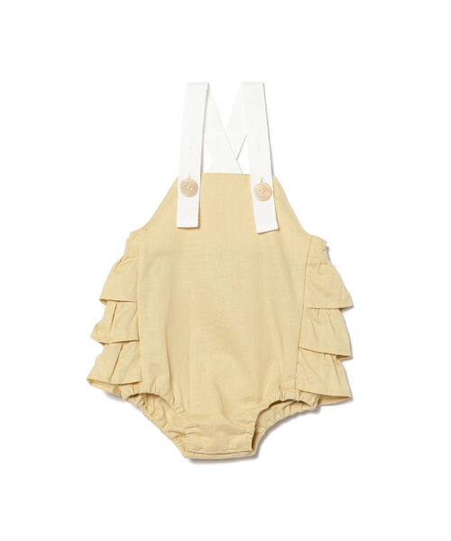 こども ビームス(コドモビームス)の「mimi poupons / フリルサロペットコットンリネン 22(70~80cm)(サロペット/オーバーオール・キッズ・ピンク/イエロー・ONE SIZE)」の2枚目の写真