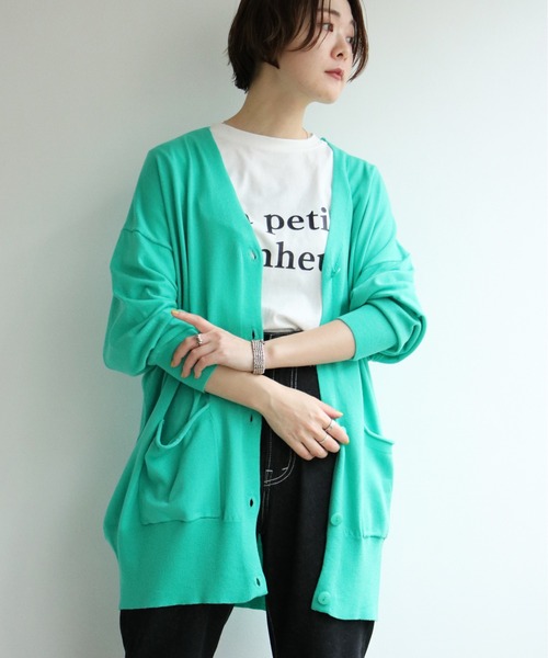 notch.（ノッチ）の「ポケ付きビッグカーディガン（カーディガン/ボレロ・レディース・グリーン/エメラルド・M）」の2枚目の写真