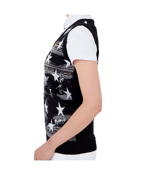 Loudmouth(ラウドマウス)の「LOUDMOUTH/ラウドマウス ゴルフウェア 軽量ニット メッシュ編み 星柄 ニットベスト(シャツ/ブラウス・レディース・ネイビー/ホワイト/ブラック・S/L/M)」の10枚目の写真