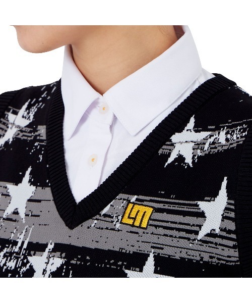 Loudmouth(ラウドマウス)の「LOUDMOUTH/ラウドマウス ゴルフウェア 軽量ニット メッシュ編み 星柄 ニットベスト(シャツ/ブラウス・レディース・ネイビー/ホワイト/ブラック・S/L/M)」の12枚目の写真