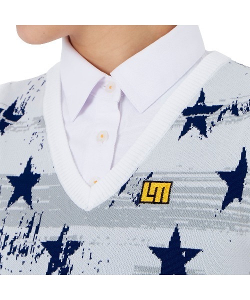 Loudmouth(ラウドマウス)の「LOUDMOUTH/ラウドマウス ゴルフウェア 軽量ニット メッシュ編み 星柄 ニットベスト(シャツ/ブラウス・レディース・ネイビー/ホワイト/ブラック・S/L/M)」の7枚目の写真
