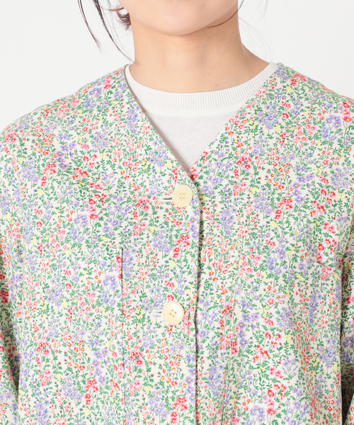 セール】IENA LA BOUCLE 綿ツイルフラワーVネックブルゾン