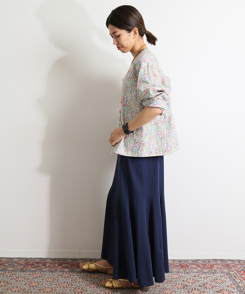 セール】IENA LA BOUCLE 綿ツイルフラワーVネックブルゾン
