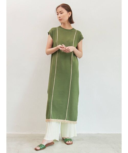 COTORICA（コトリカ）の「配色ウォッシャブルニットワンピース（ワンピース・レディース・ブラック/ベージュ/カーキ・FREE）」の5枚目の写真