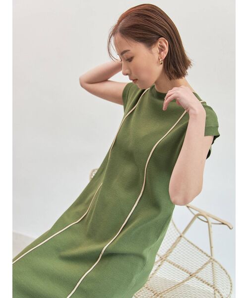 COTORICA（コトリカ）の「配色ウォッシャブルニットワンピース（ワンピース・レディース・ブラック/ベージュ/カーキ・FREE）」の7枚目の写真