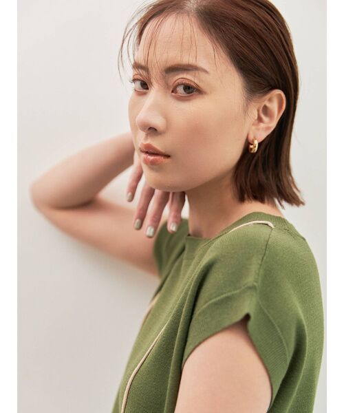 COTORICA（コトリカ）の「配色ウォッシャブルニットワンピース（ワンピース・レディース・ブラック/ベージュ/カーキ・FREE）」の9枚目の写真