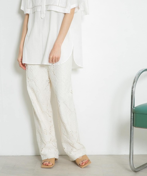 KBF（ケイビーエフ）の「レースイージーパンツ（その他パンツ・レディース・ブラウン/オフホワイト/アイボリー・ONE）」の7枚目の写真