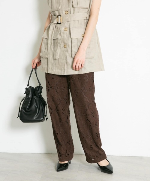 KBF（ケイビーエフ）の「レースイージーパンツ（その他パンツ・レディース・ブラウン/オフホワイト/アイボリー・ONE）」の5枚目の写真