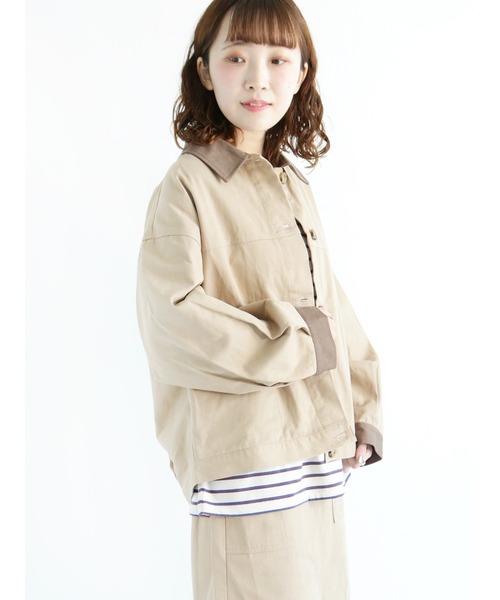 ehka sopo（エヘカソポ）の「配色ワークジャケット（セットアップ可）（その他アウター・レディース・ベージュ/カーキ/キナリ・ﾌﾘ-）」の3枚目の写真